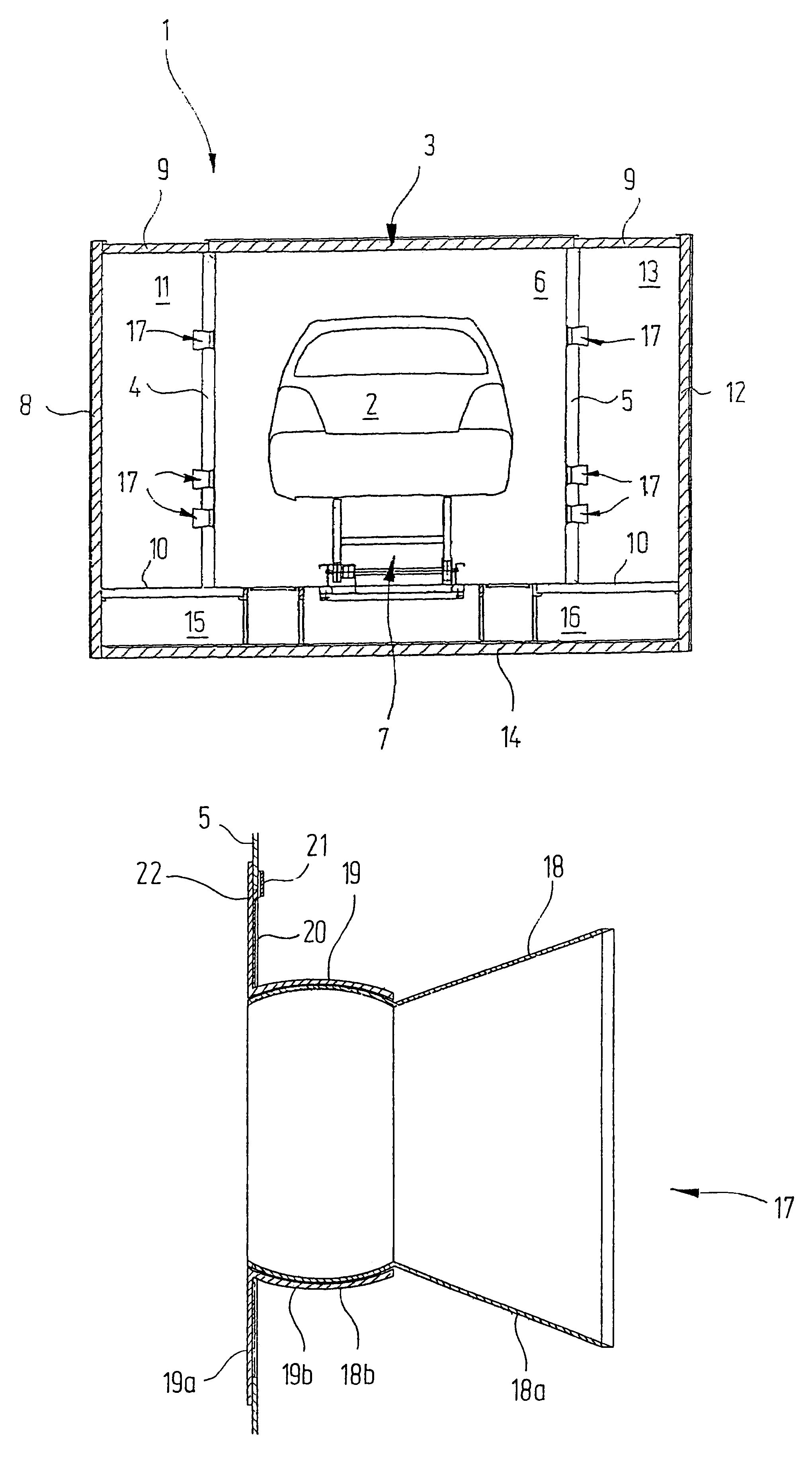 Apparatus for treating articles with at least one tempered, directed air jet