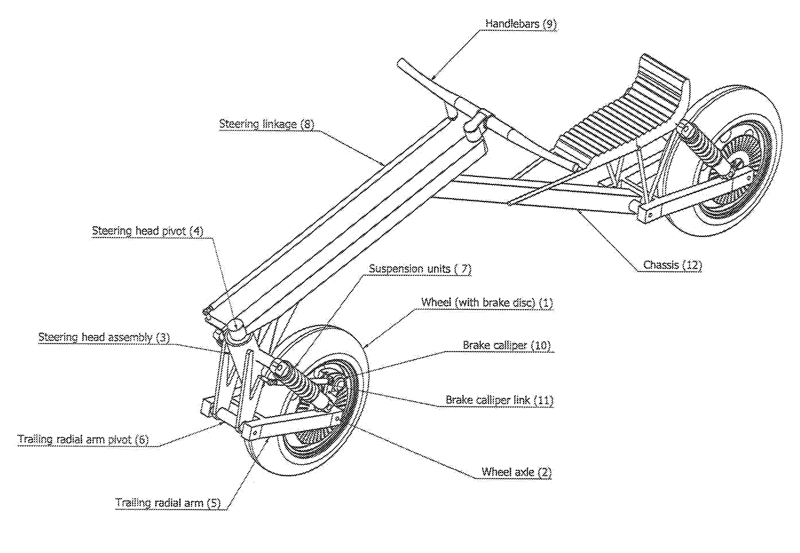 Motorbike steering and suspension system