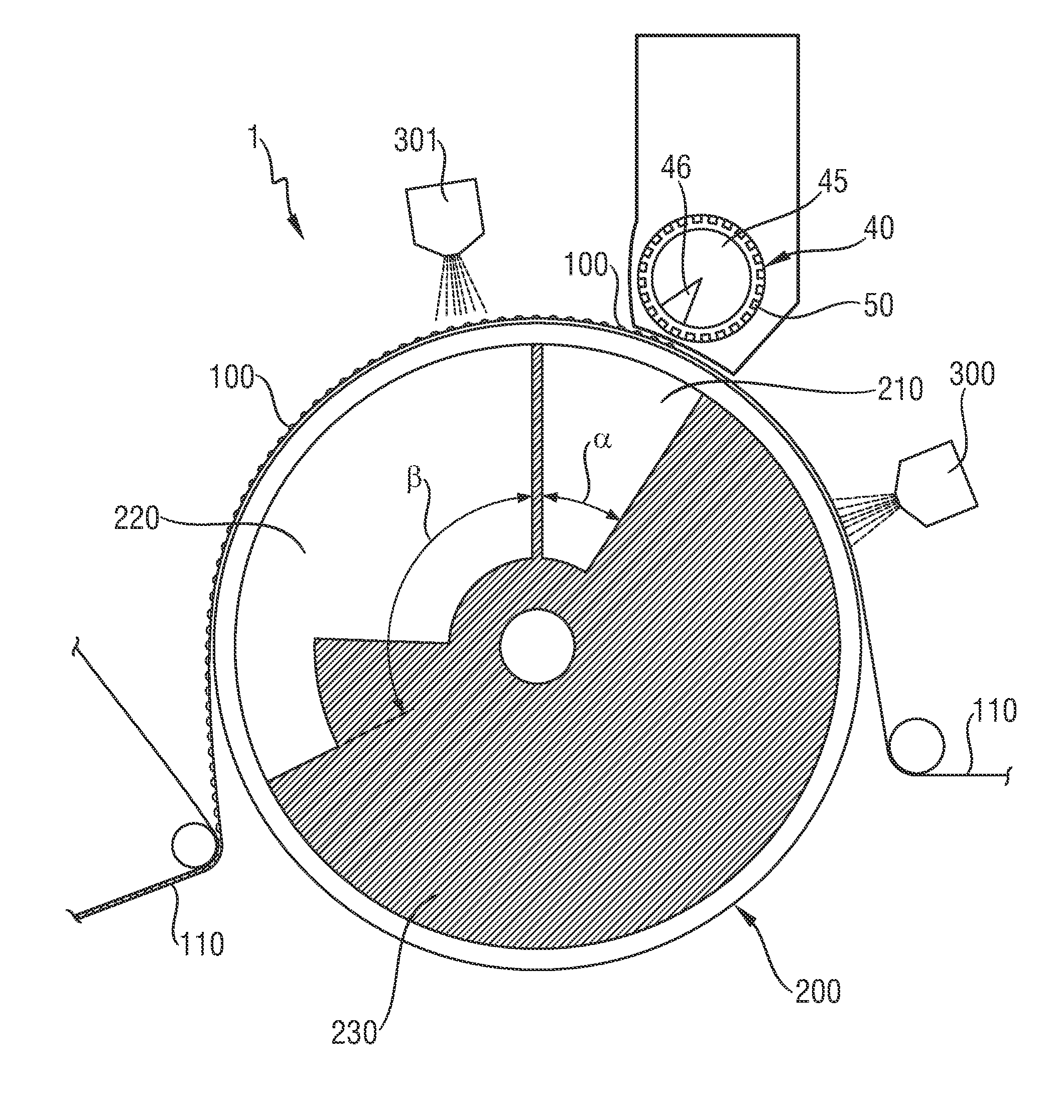 Apparatus and process for transferring substrate material and particulate material