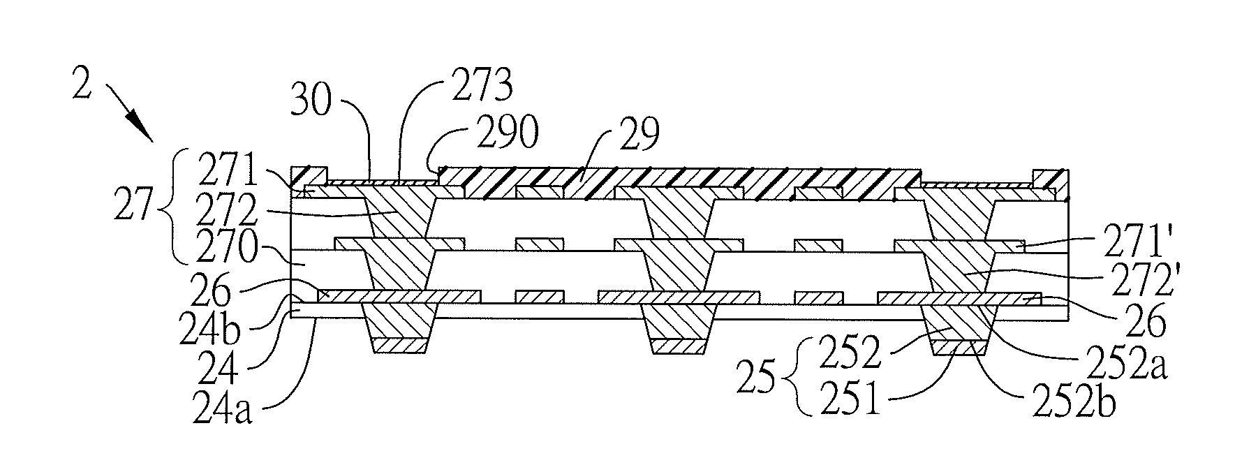 Coreless packaging substrate and method for fabricating the same