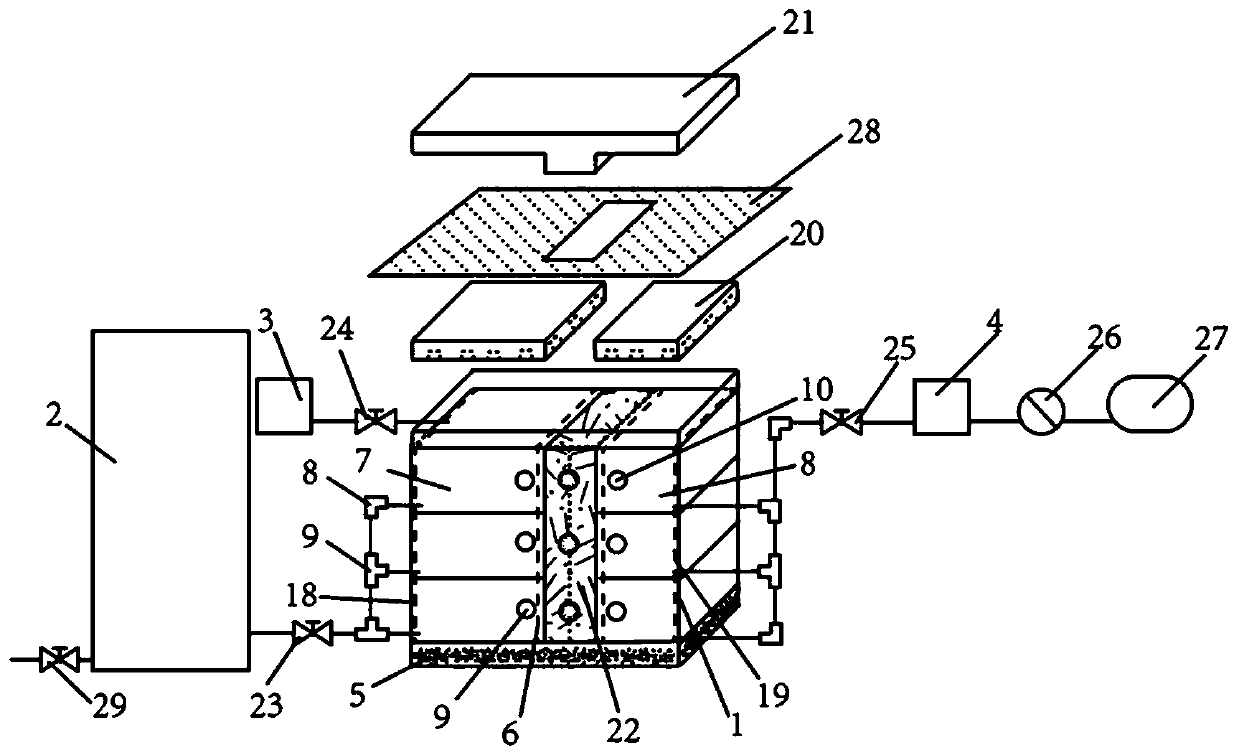 Model device of vertical isolation engineering barriers based on dry-wet circulation, and using method and application thereof