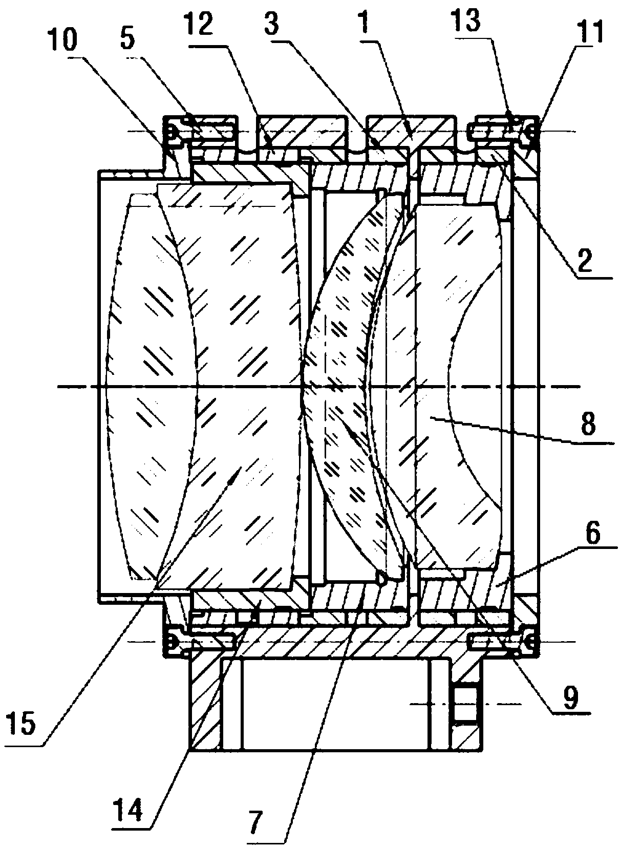 High-precision optical lens eccentricity adjusting structure and method