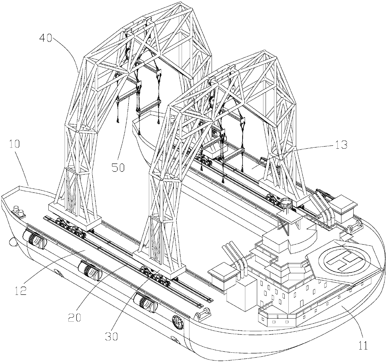 Multifunctional rail-mounted floating crane