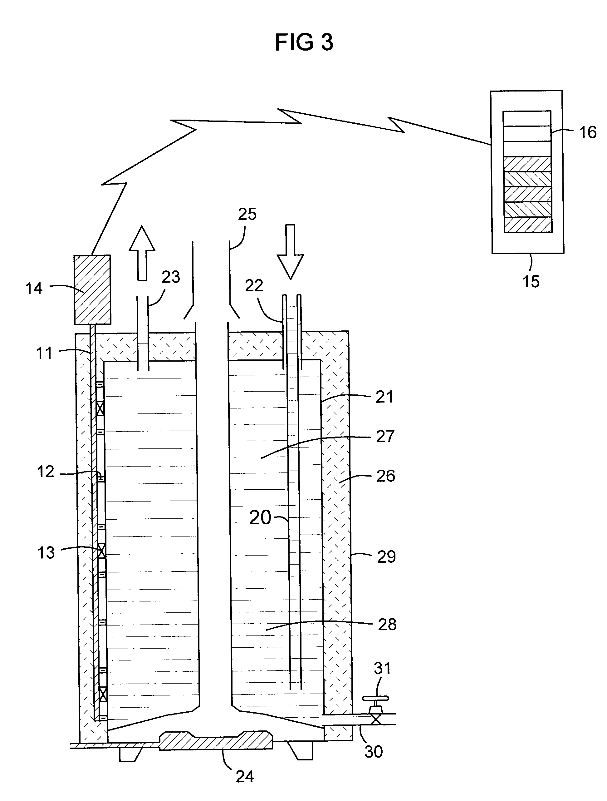 Stratified hot water heated depth display system