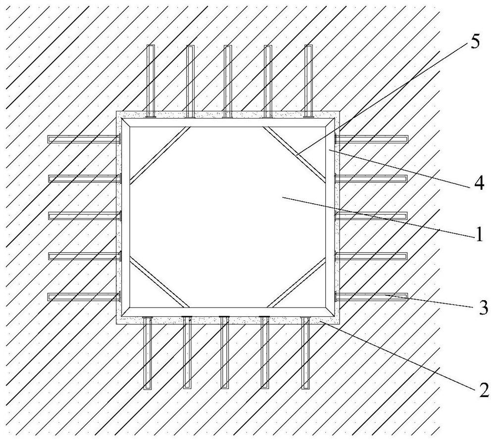 A composite flexible support integrated construction method for building deep foundation pit engineering