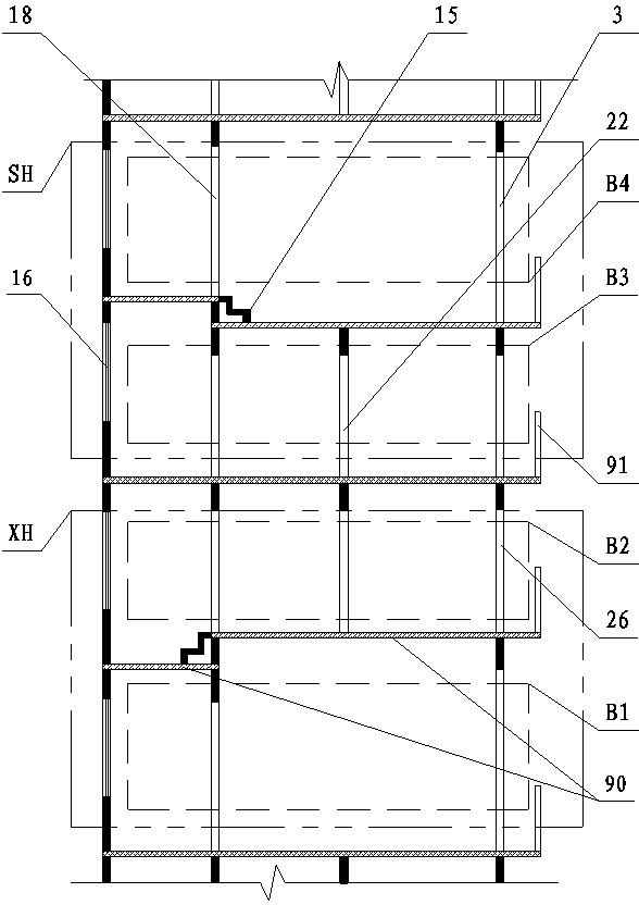 Residential building with rich spatial levels and avoiding from floor noise effects