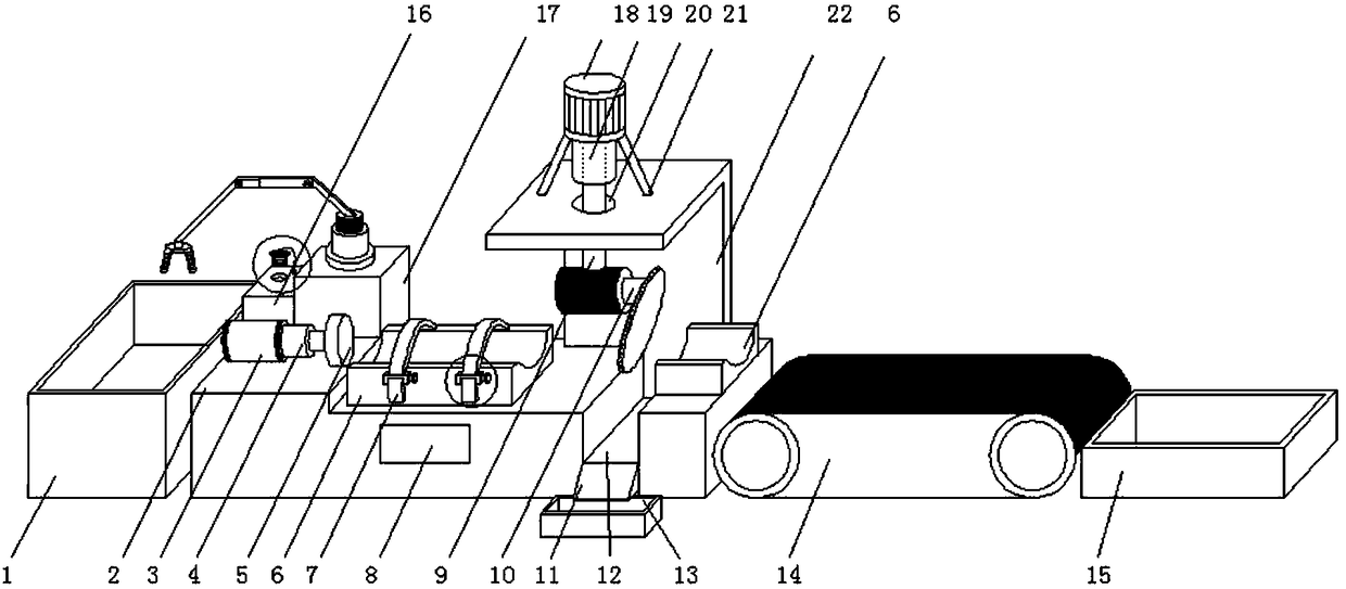 Wood cutting conveying device