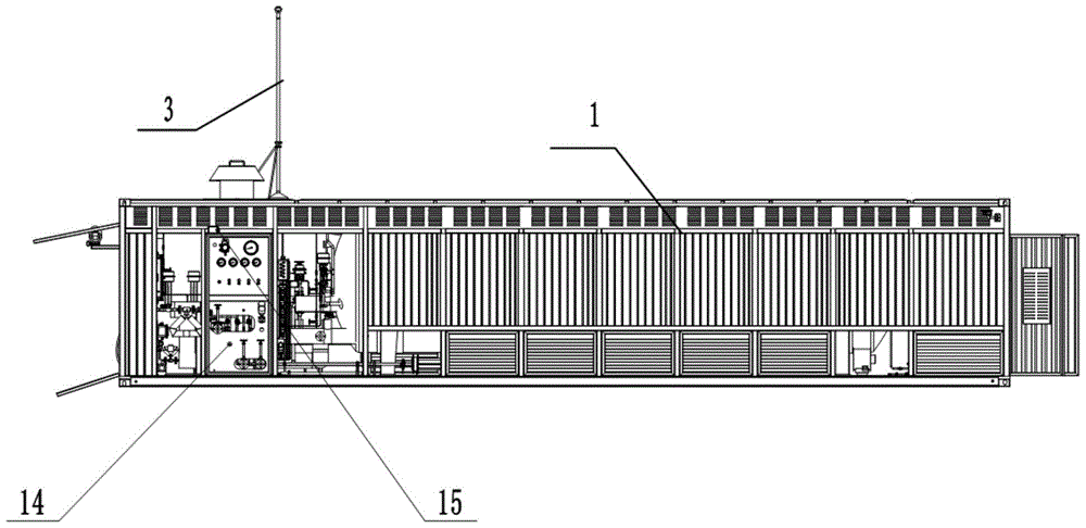 Containerized lng filling device and station control method