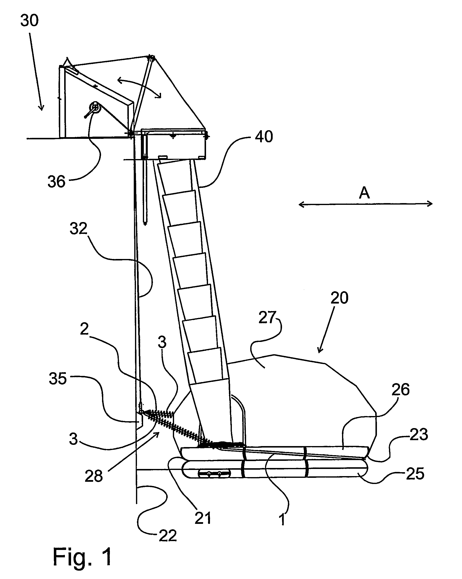 Mooring of a floating unit to a vessel side