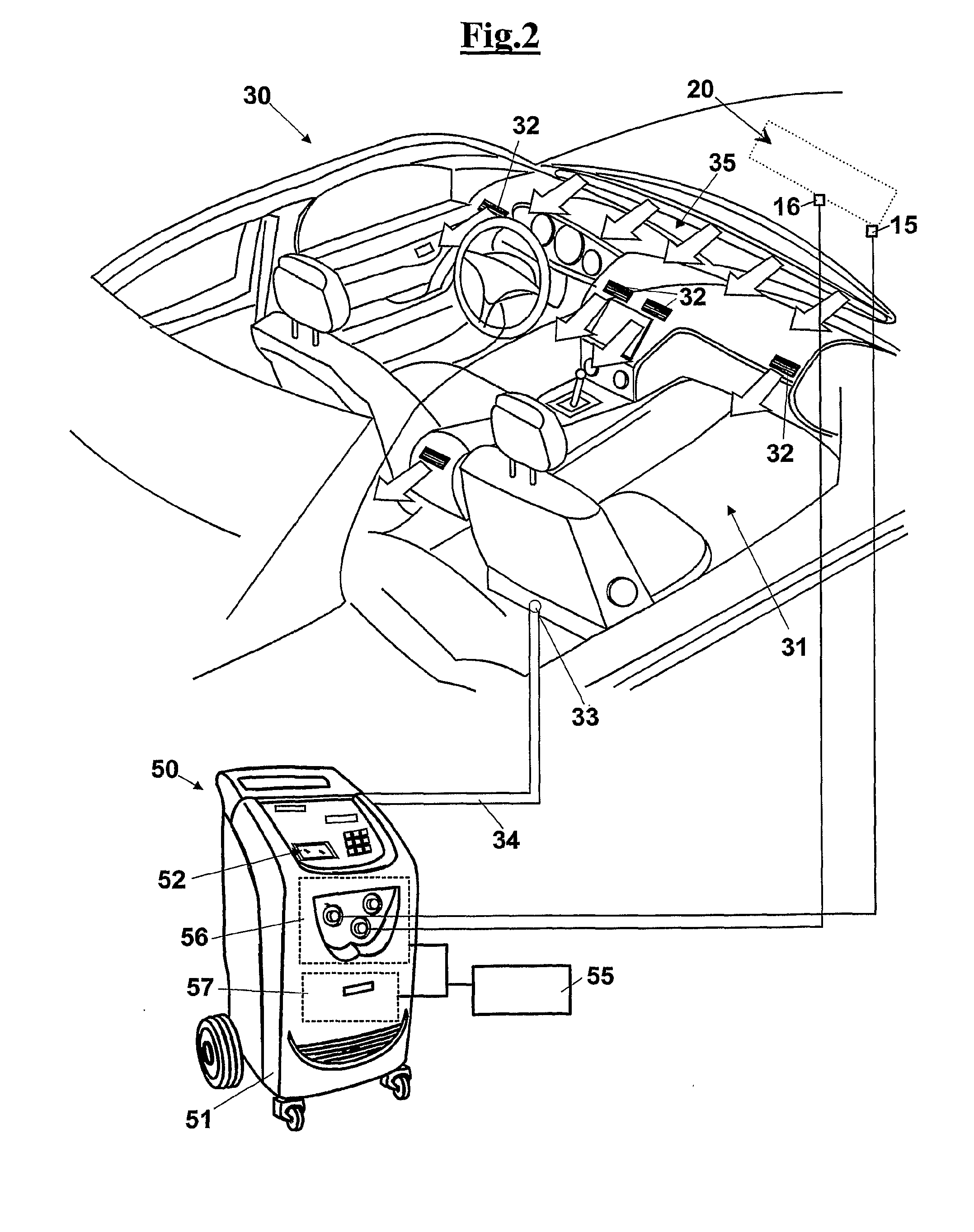 Maintenance apparatus and method for an air conditioning system of a motor vehicle