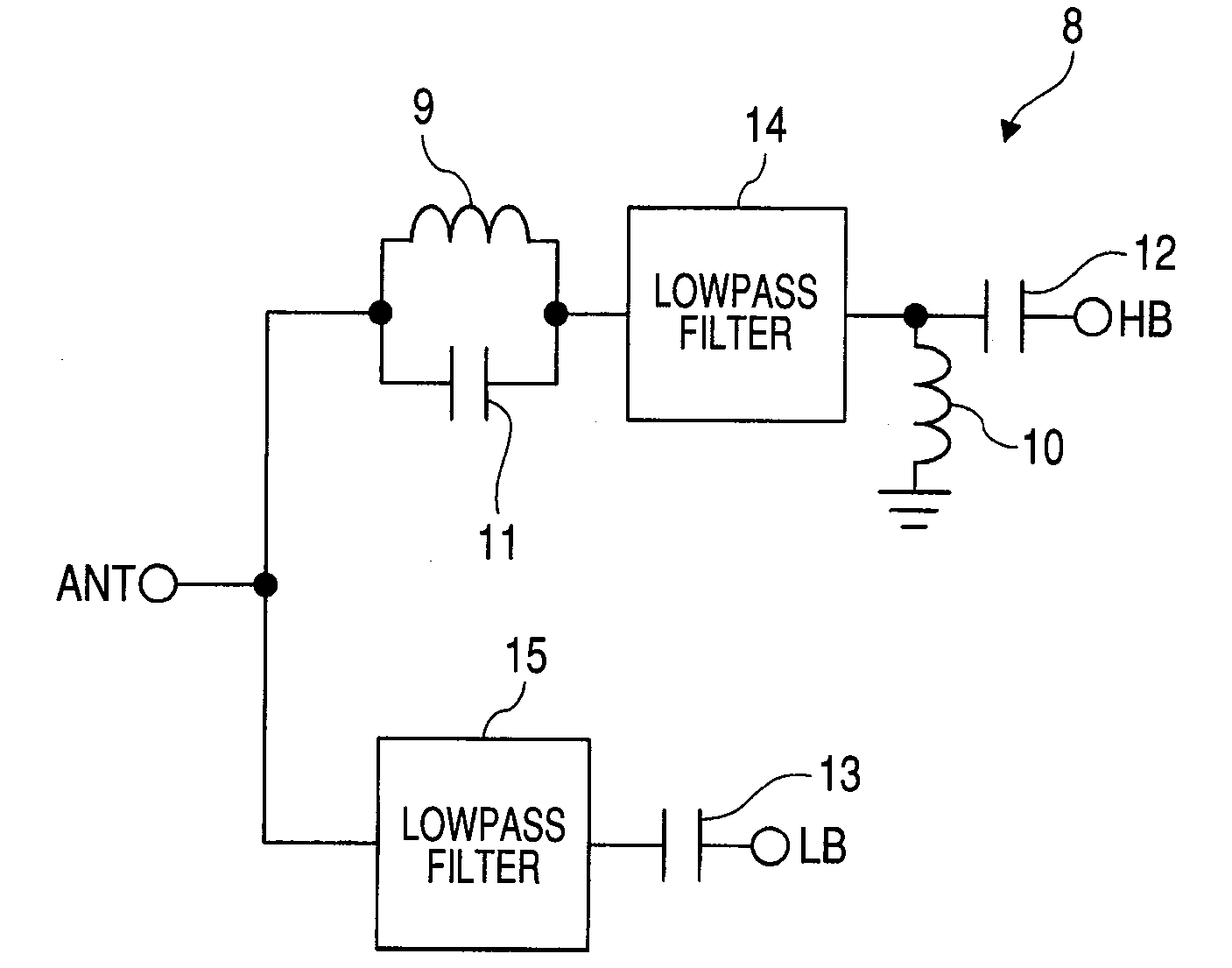 Branching filter, semiconductor integrated circuit device, and communication mobile terminal