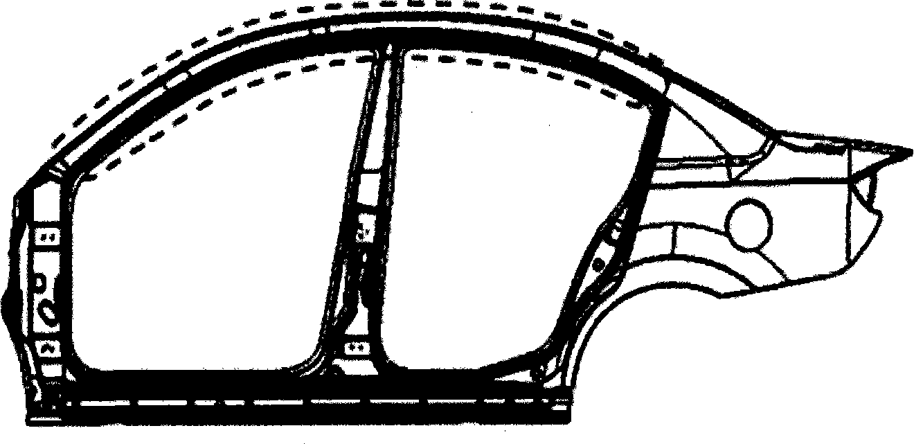 Stamping processing method for related joint of vehicle side-frame outer plate and roof board