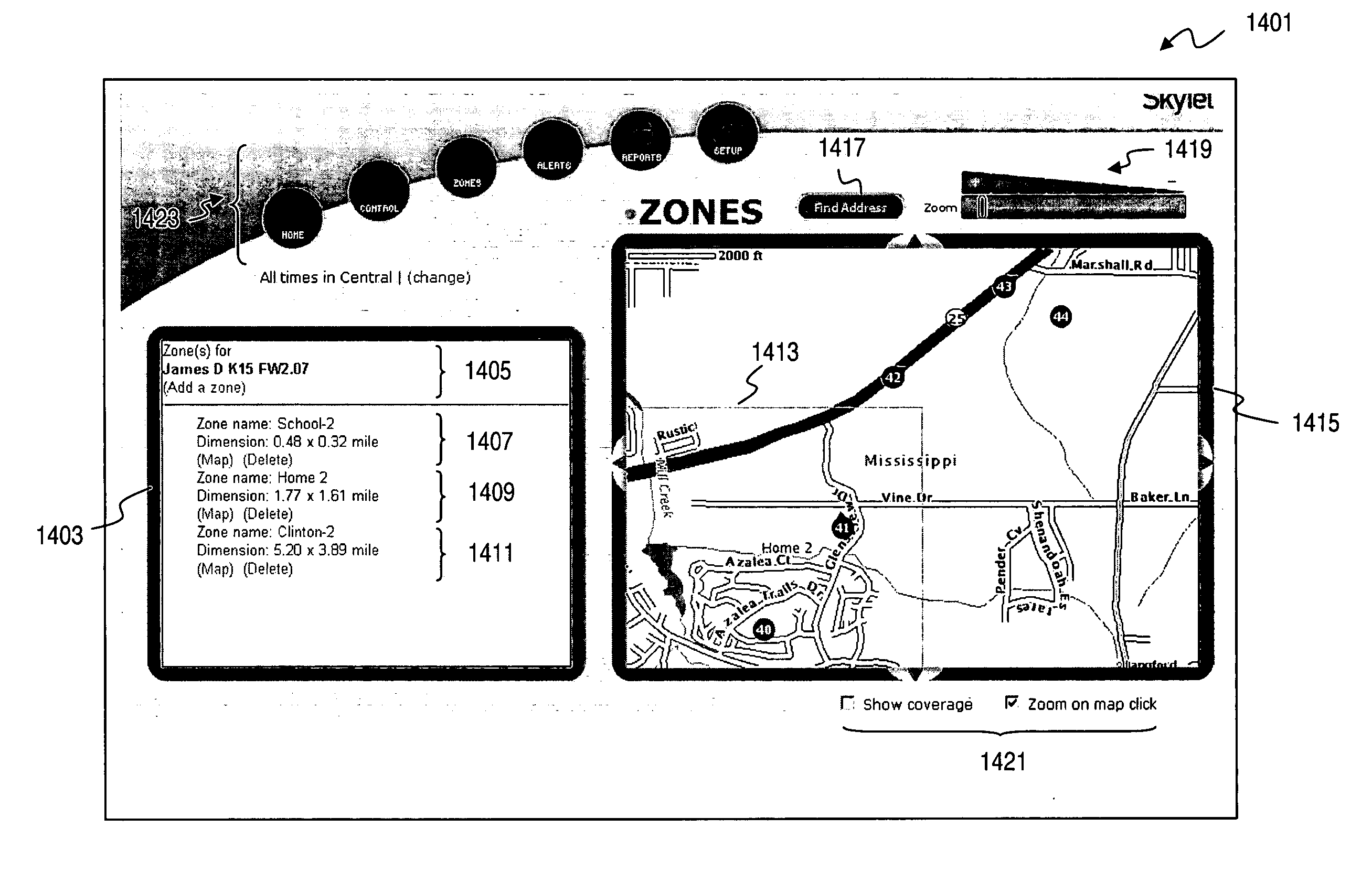 User interface for defining geographic zones for tracking mobile telemetry devices