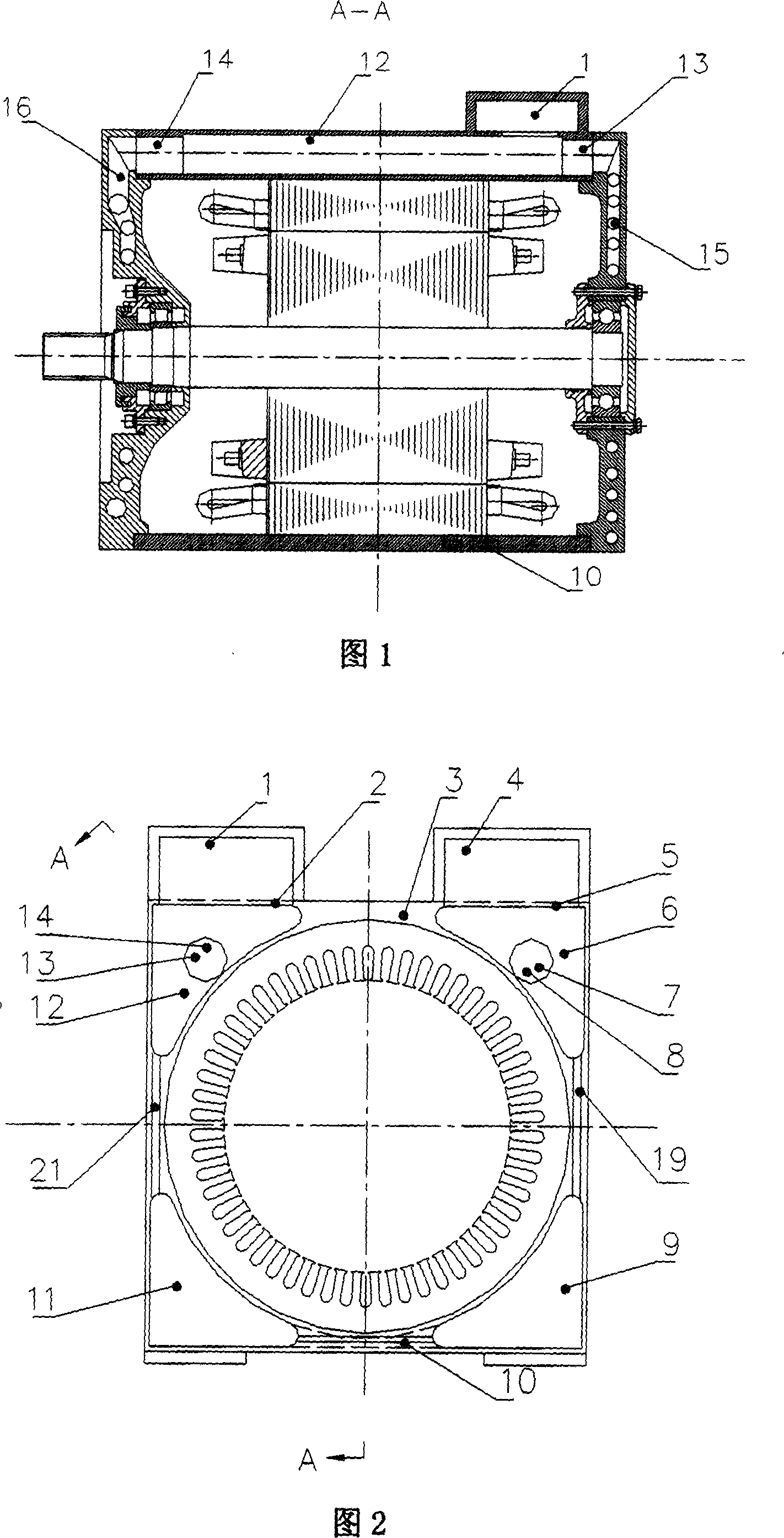 Water cooling method and structure for traction electric machine