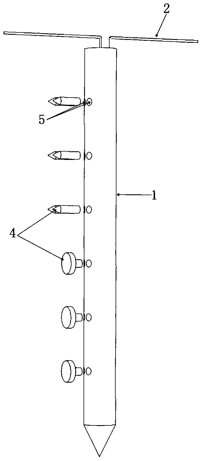 Acoustic surface wave sensor node structure for measuring soil moisture content and measuring method