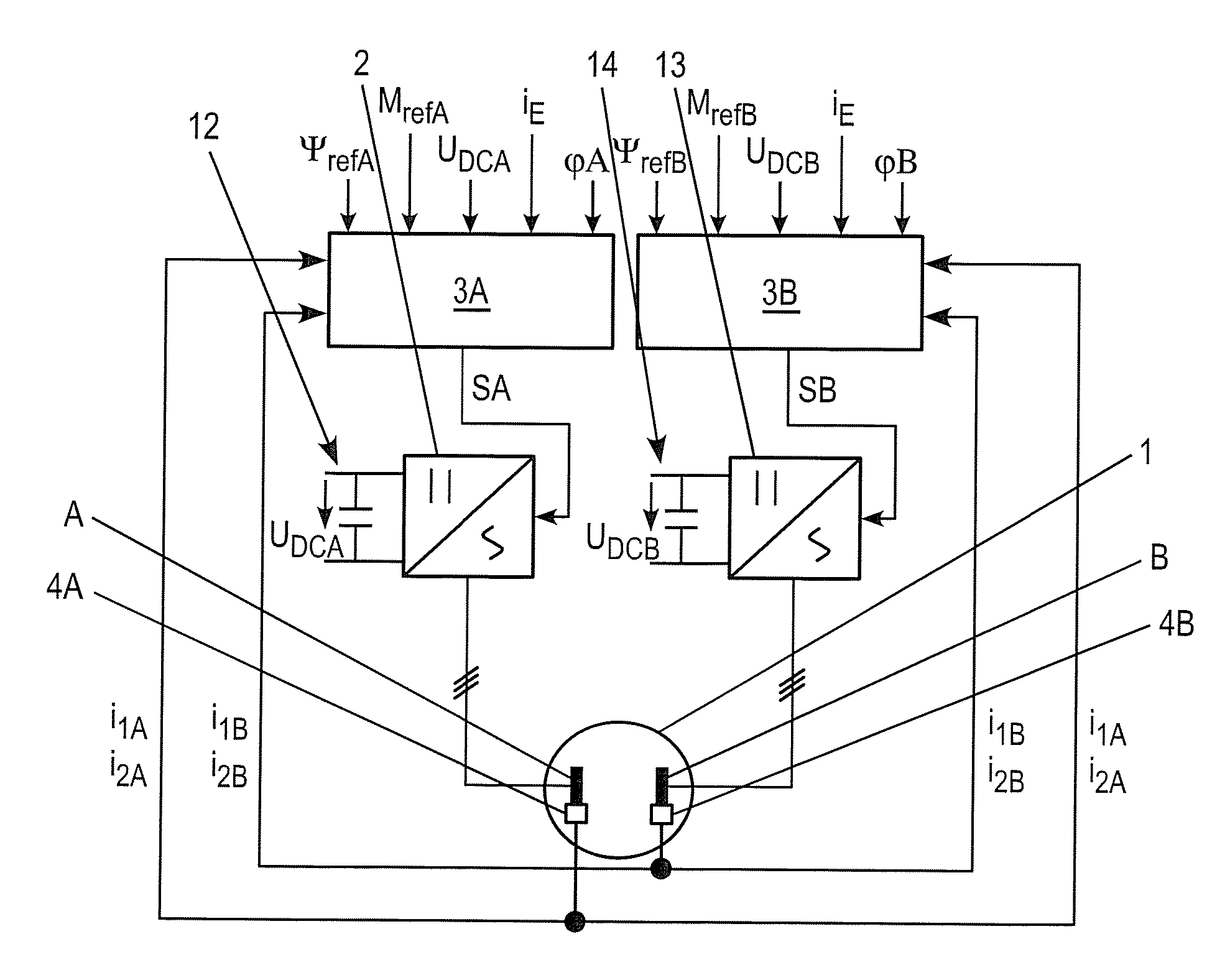 Method for operation of a three-phase rotating electrical machine, and an apparatus for carrying out the method