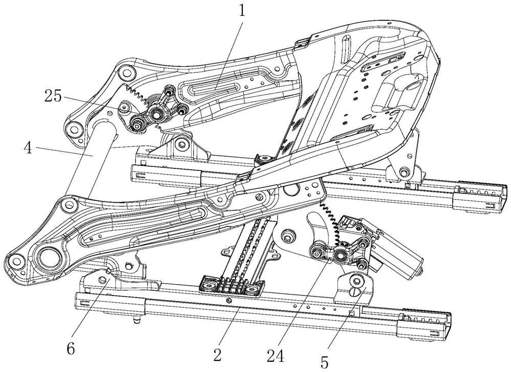 Comfortable seat frame mechanism with adjustable height and inclination angle