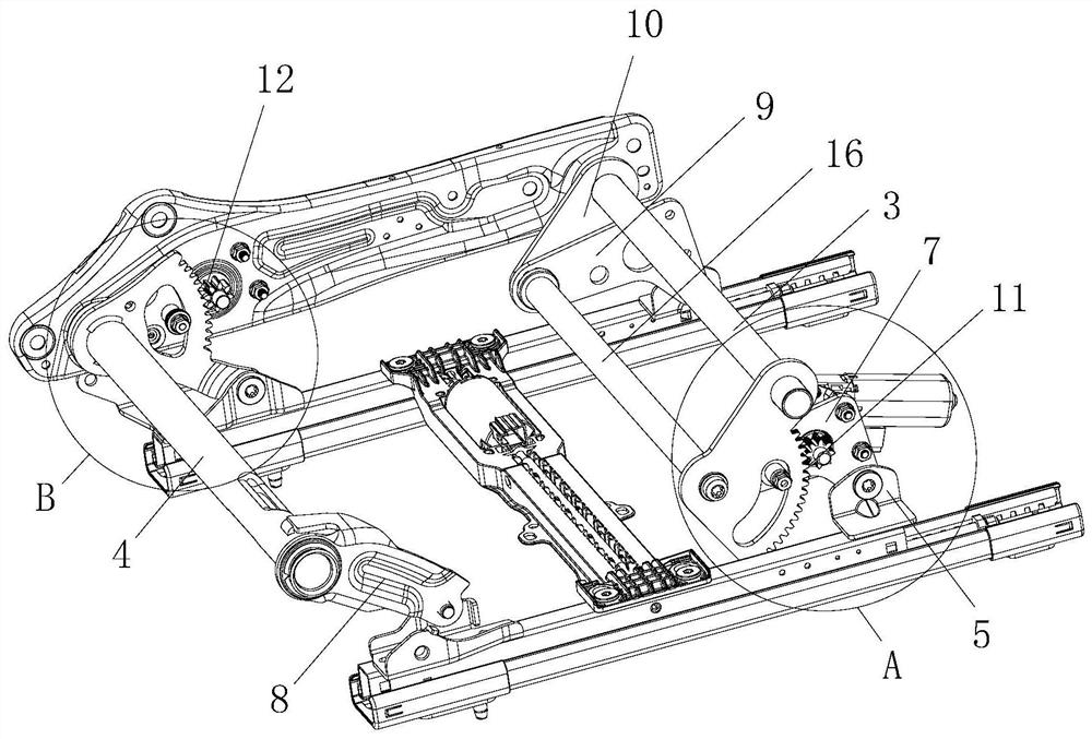 Comfortable seat frame mechanism with adjustable height and inclination angle