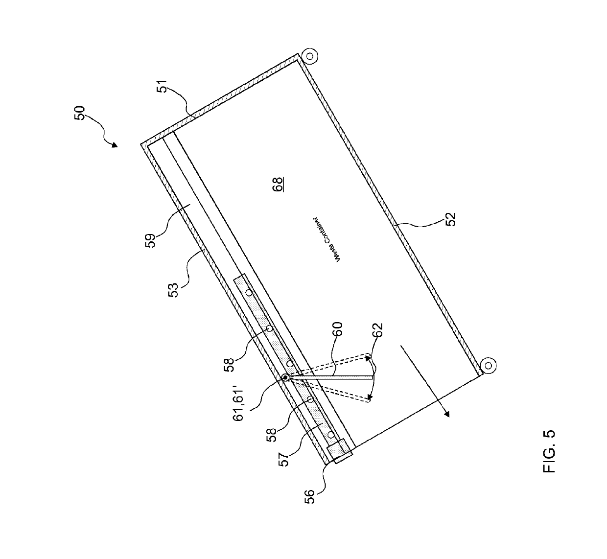 Apparatus for processing material, and waste container/separating device