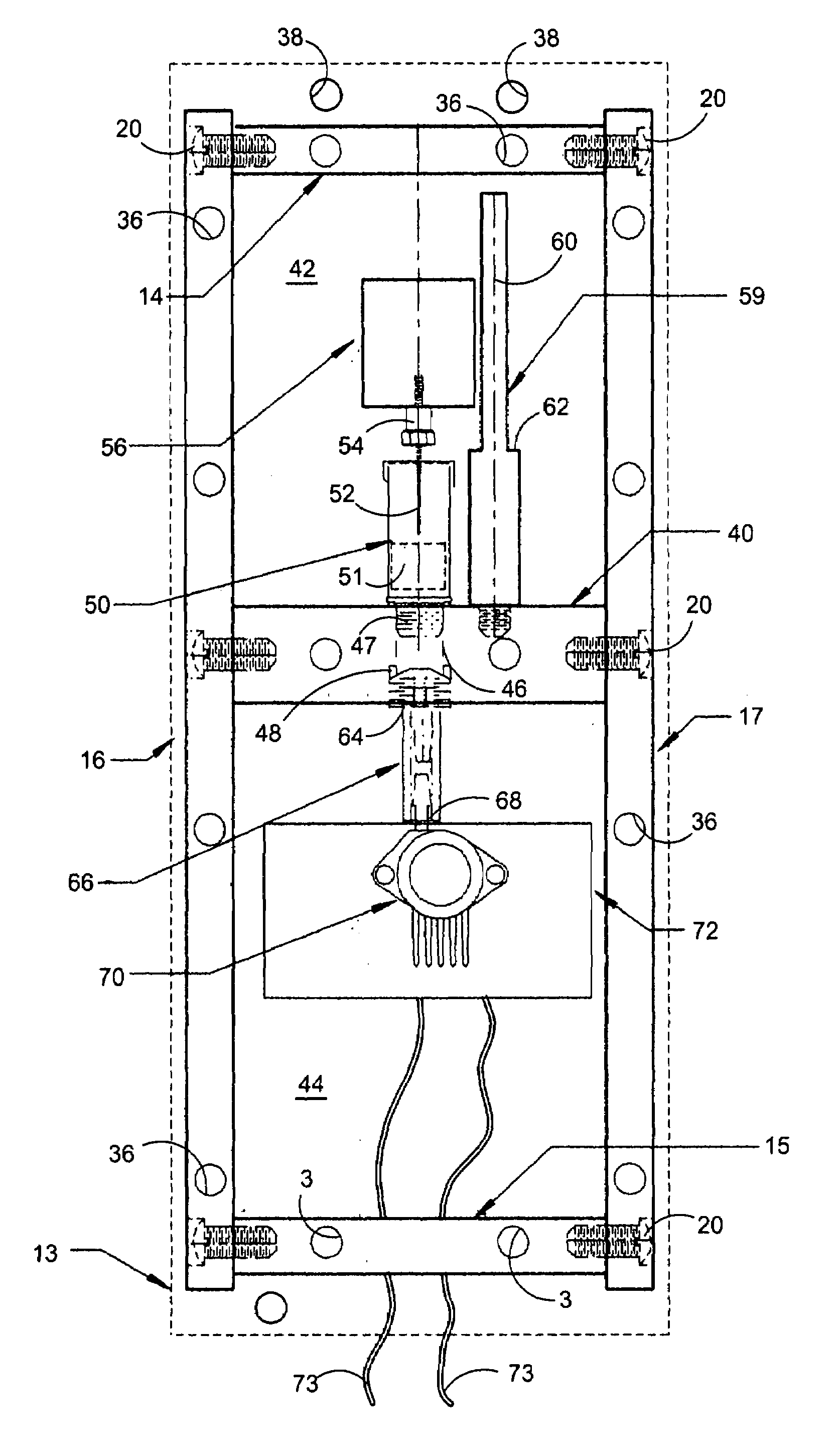 Displacement instrument for determining the modulus of a material