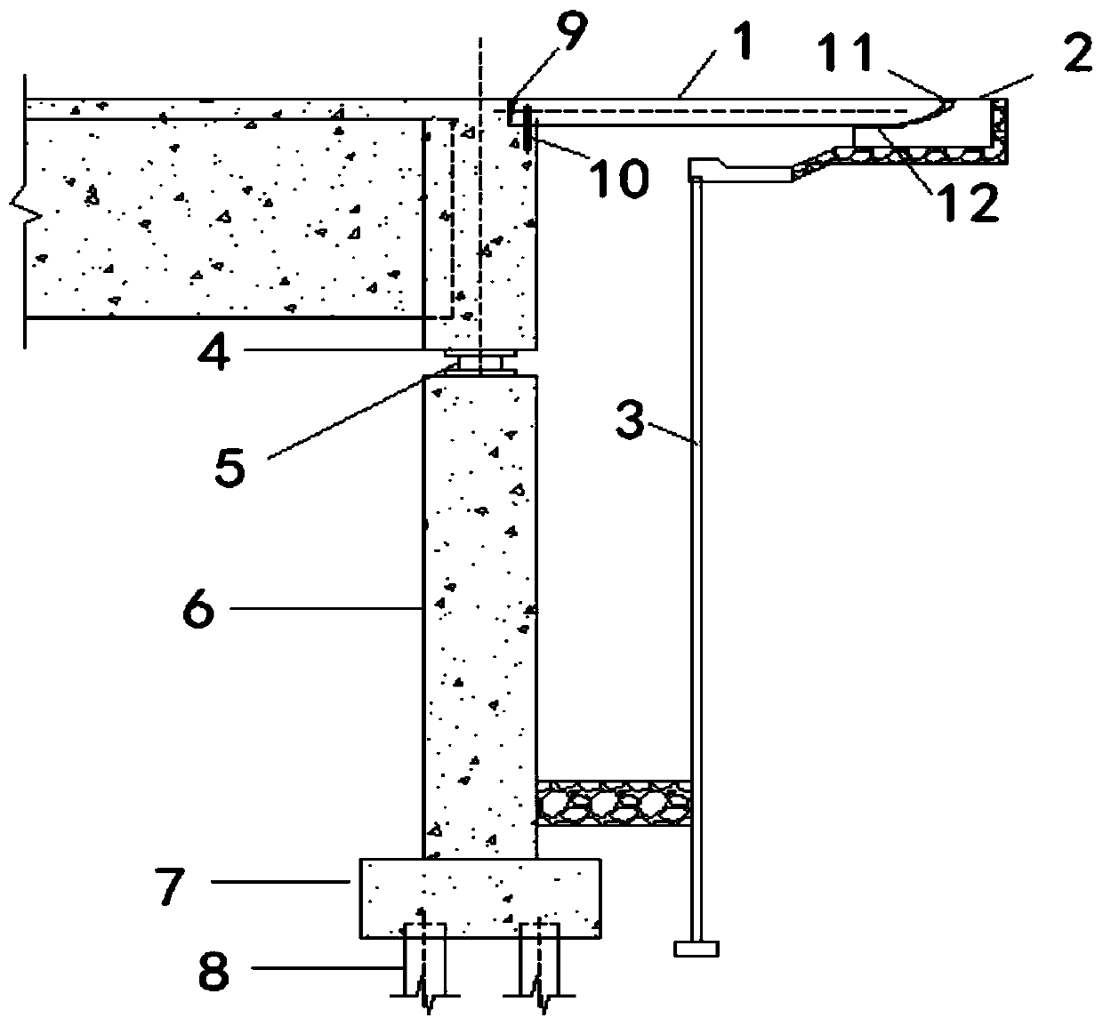 Seamless anti-seismic abutment with separation type butt strap