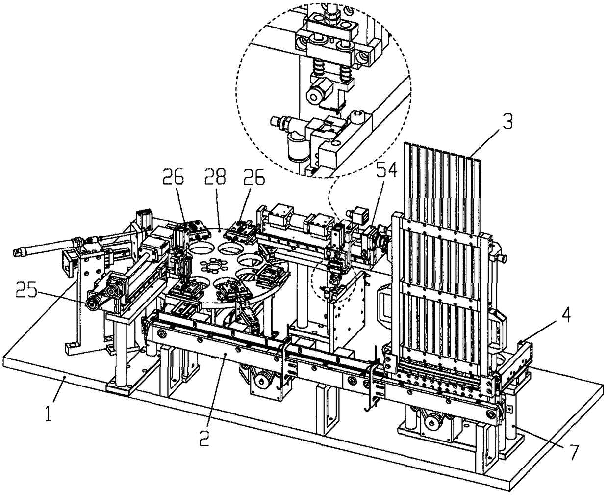 Automatic connector assembly production line with dual robot coordination