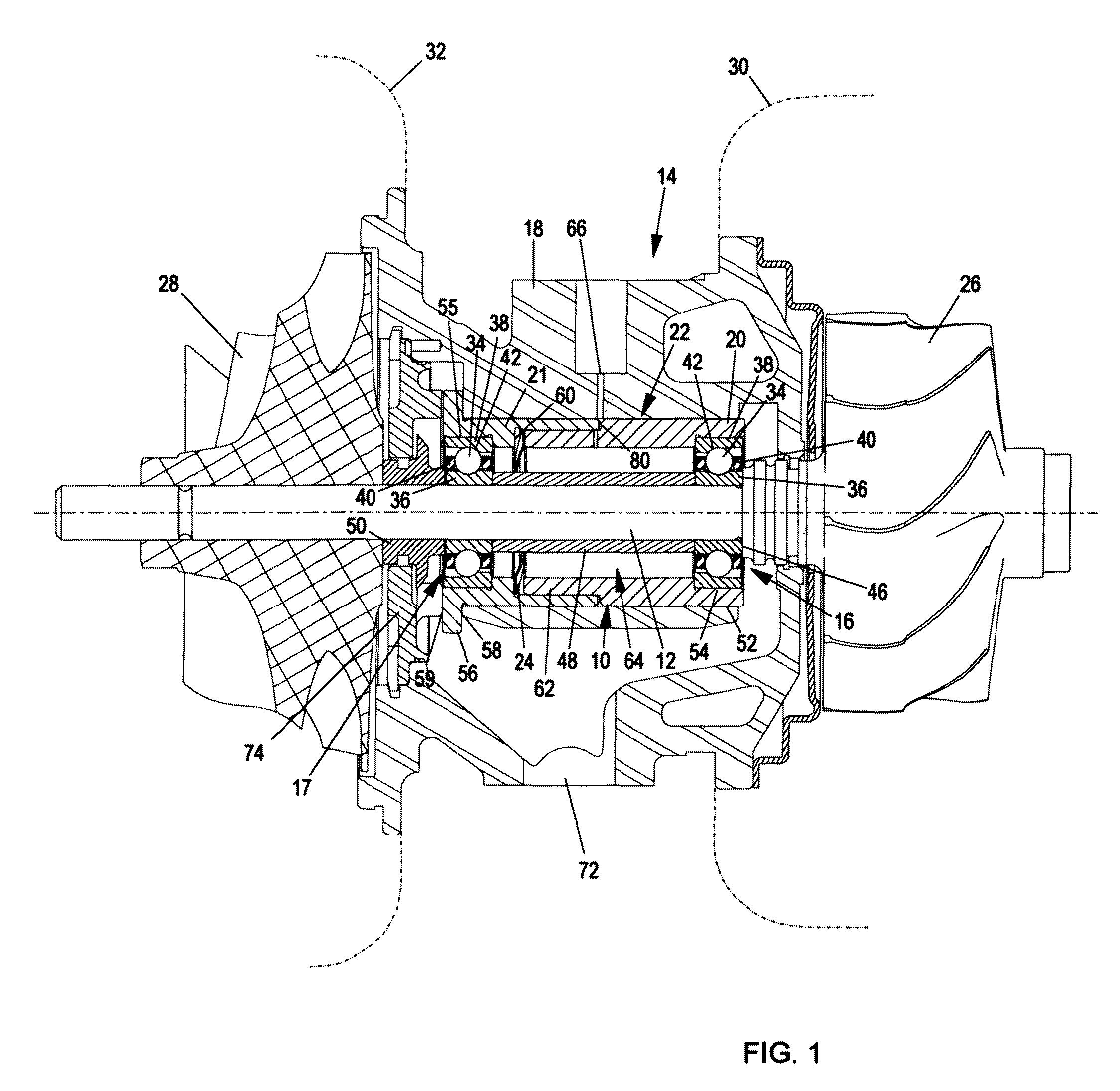 Turbocharger shaft bearing system