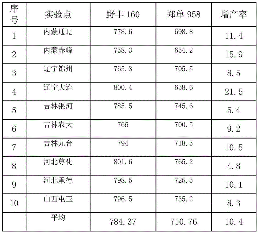 Seed production method of corn hybrid Yefeng 160