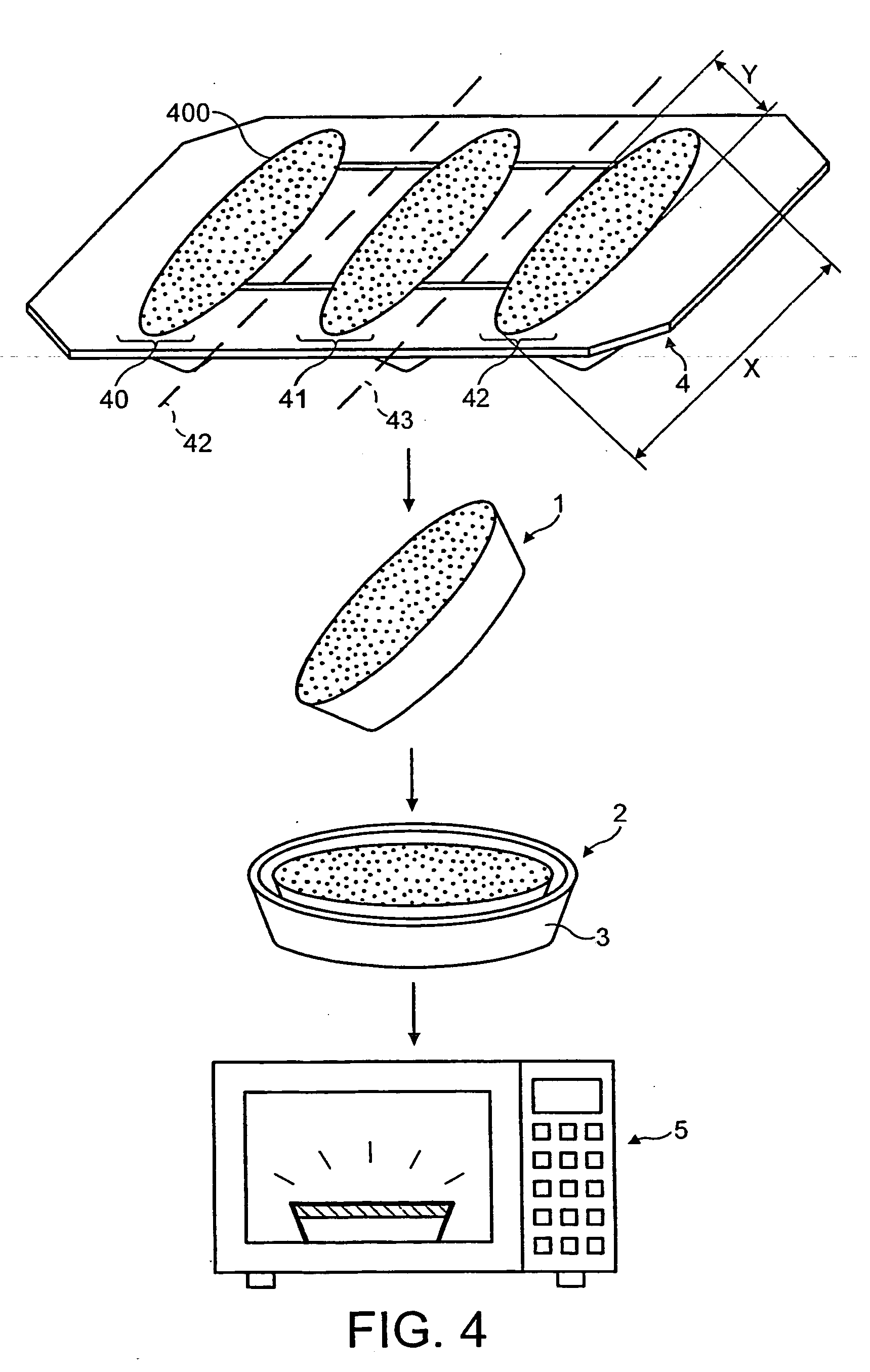 Uniform microwave heating of food in a container