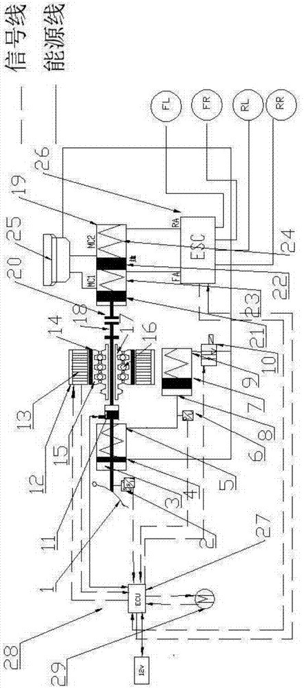 Electronic hydraulic brake system with mechanical failure protective function