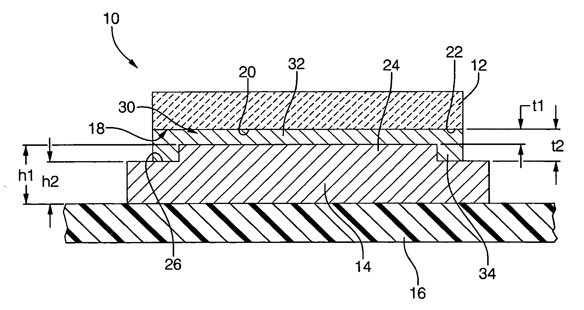 Microelectronic assembly having variable thickness solder joint