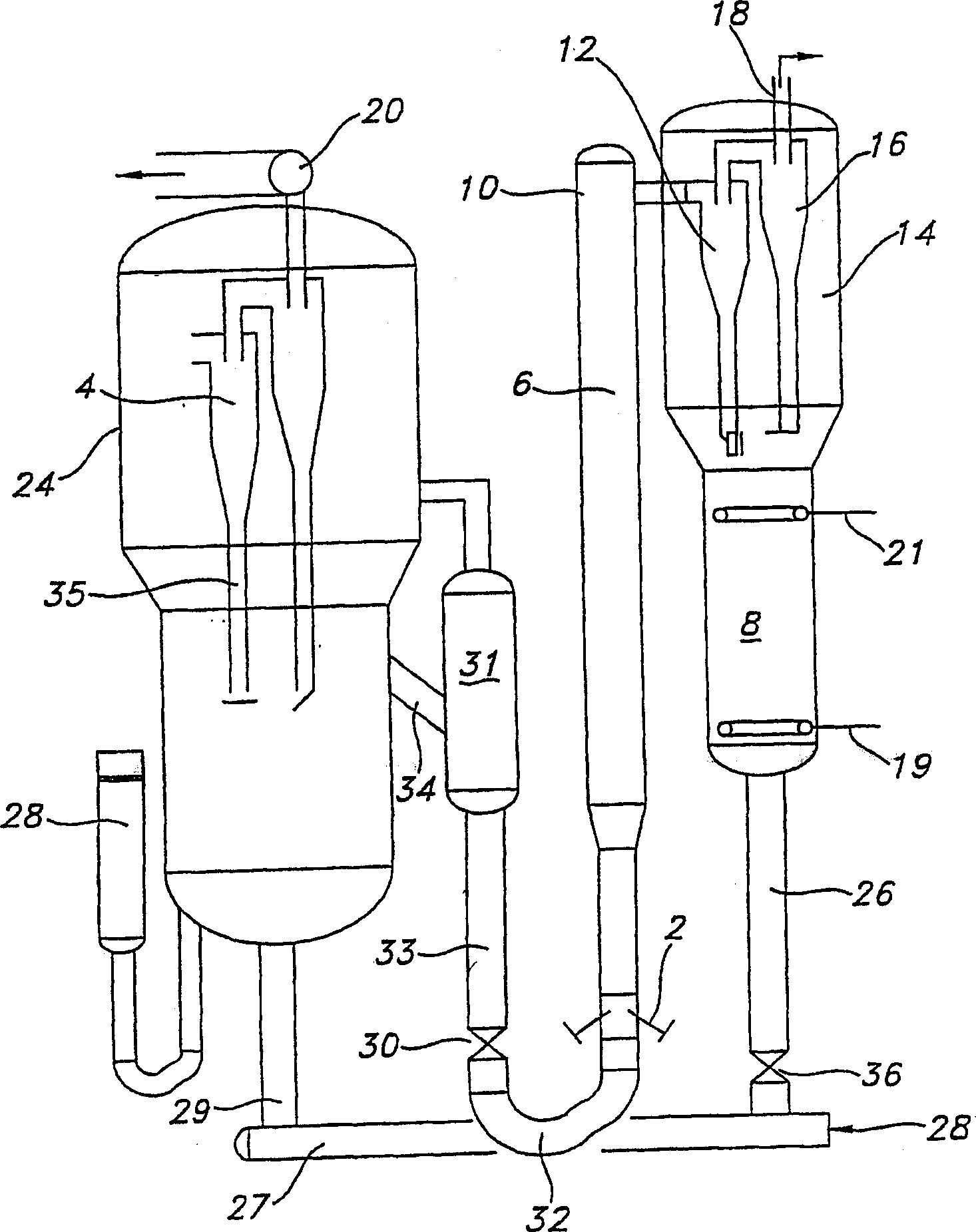 Apparatus for countercurrent contacting of gas and solids