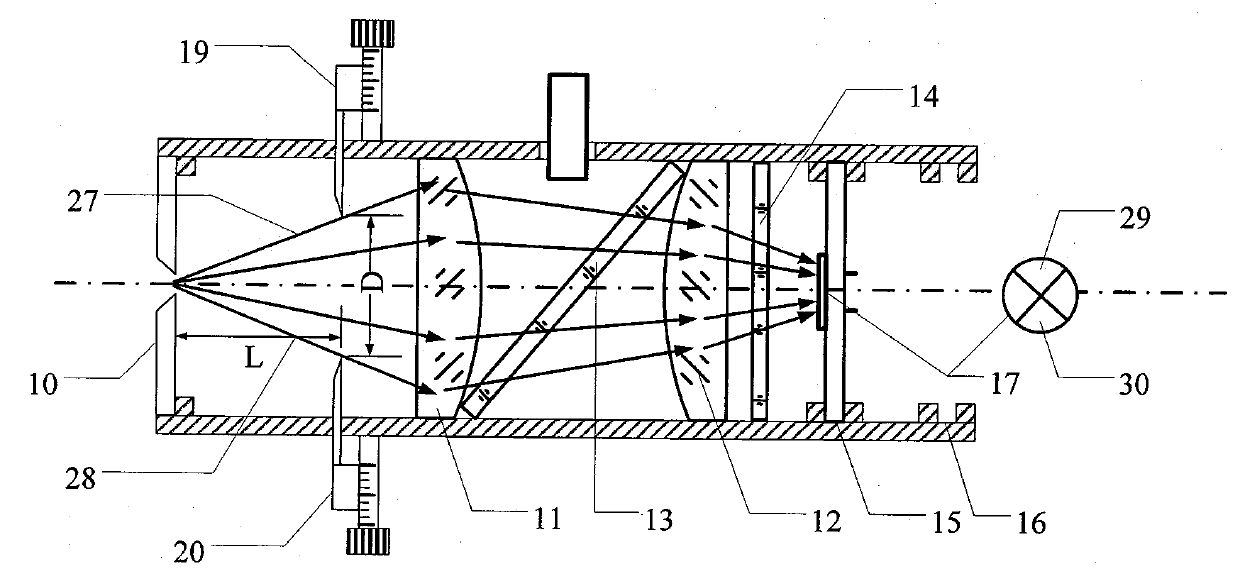 Optical character testing device for mercury lamp case and testing method thereof