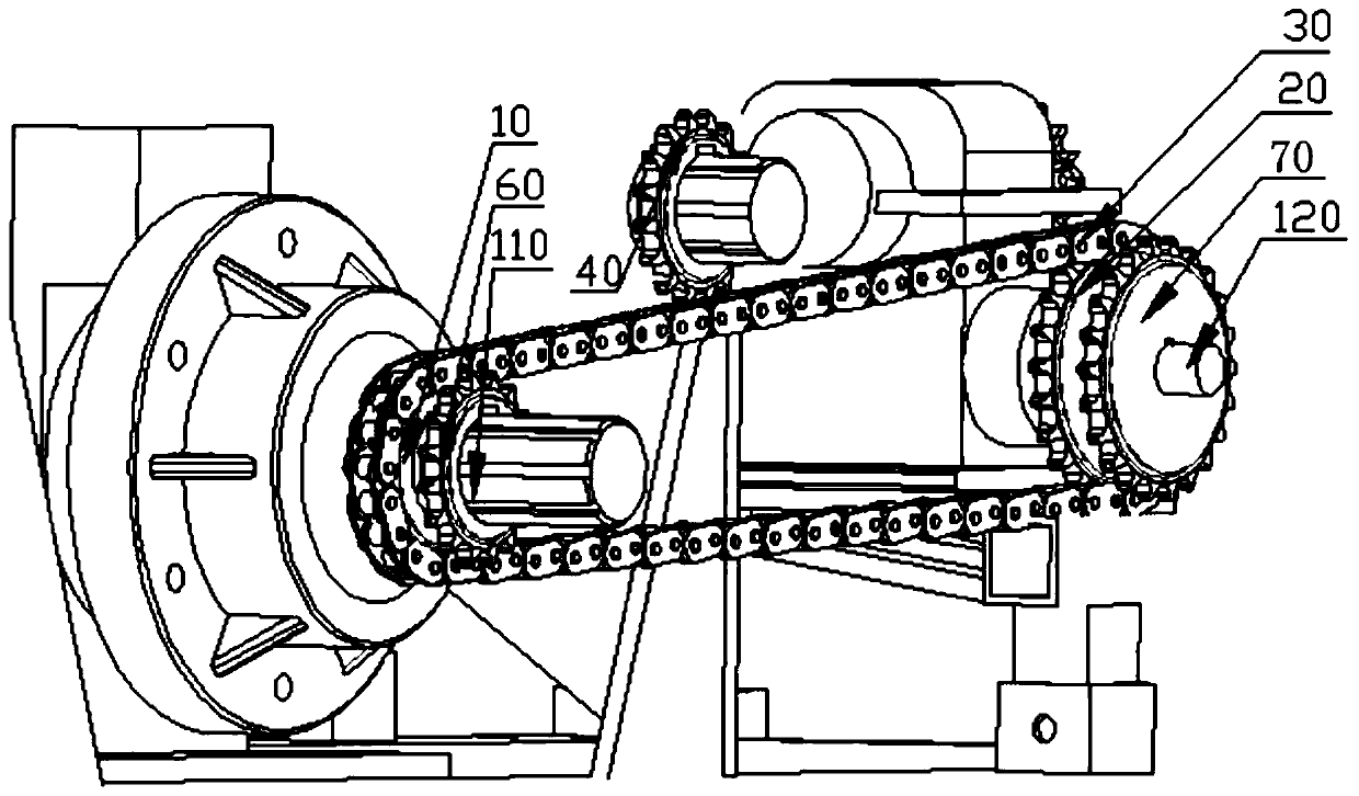 Double-chain wheel transmission mechanism and application method thereof