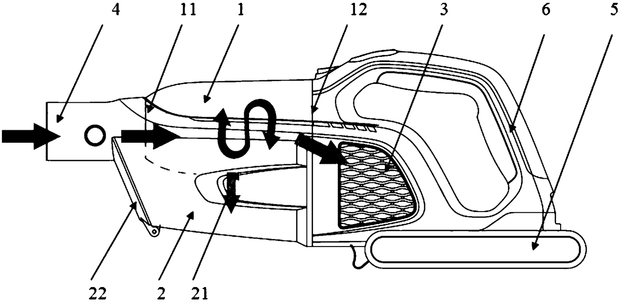 Filtration system for separation of whirlwind and dust storage, hand-held vacuum cleaner and rod-type vacuum cleaner