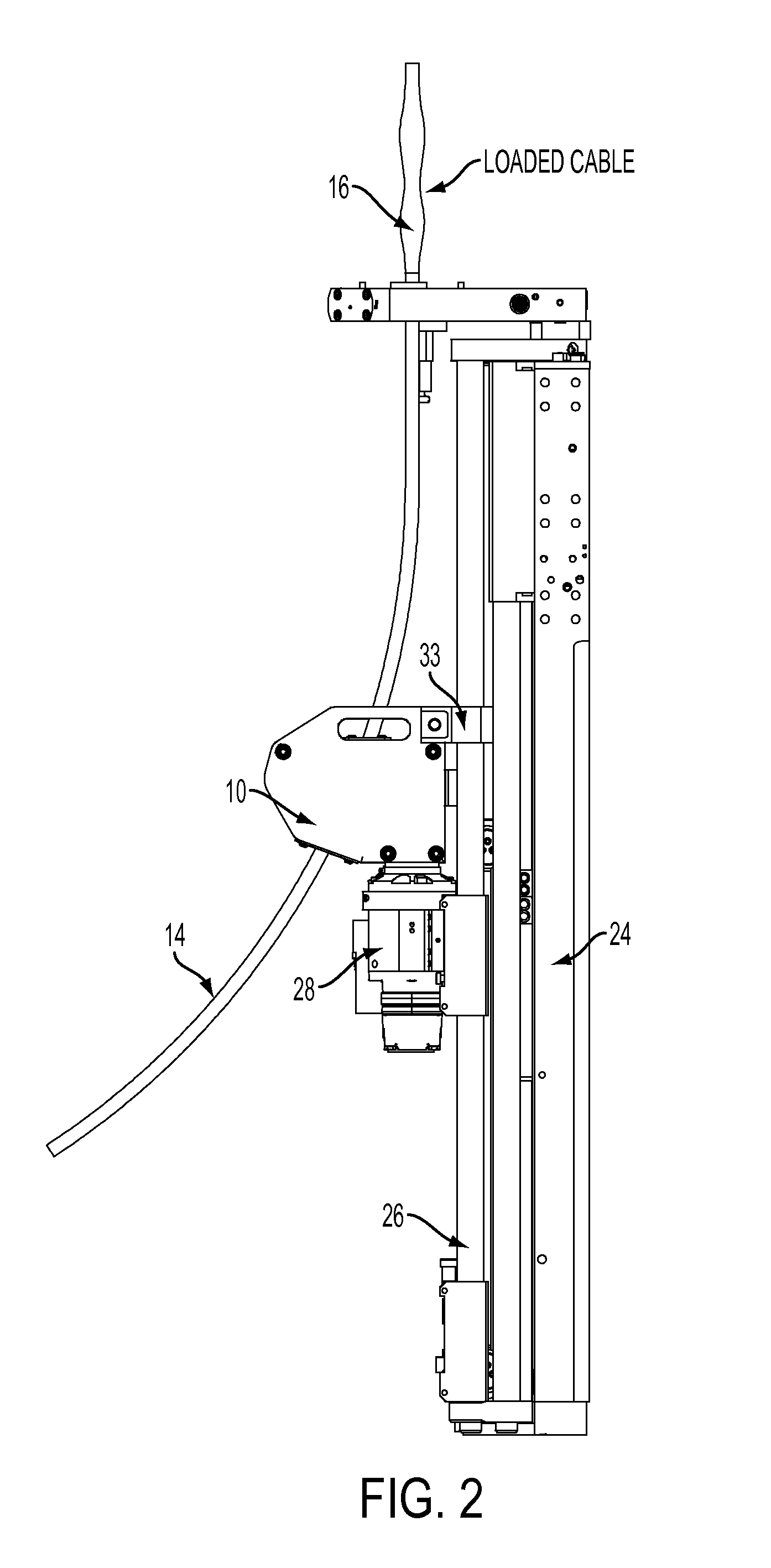 Roof bolting cable feeding device