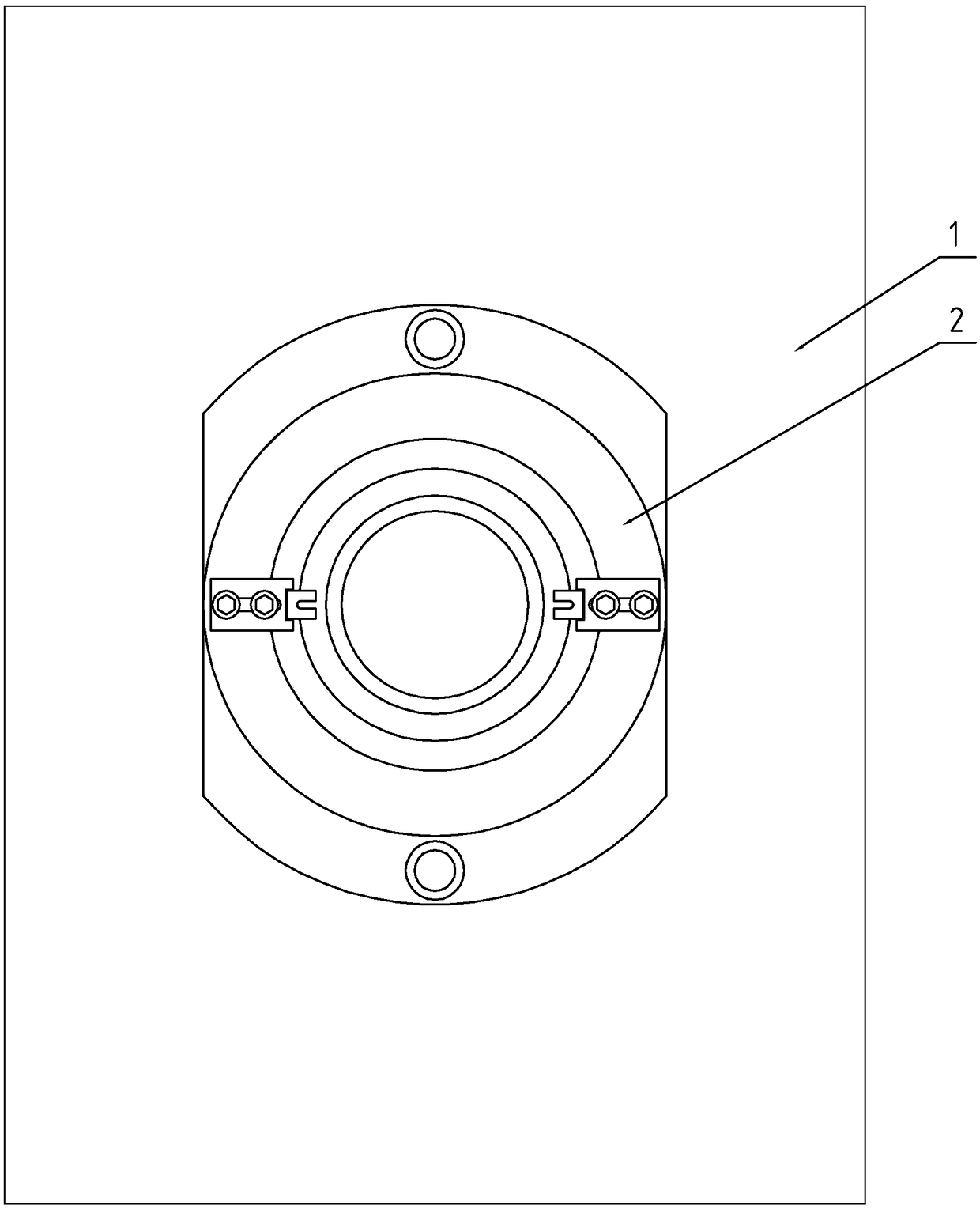 Stitching device for lens pad pasting