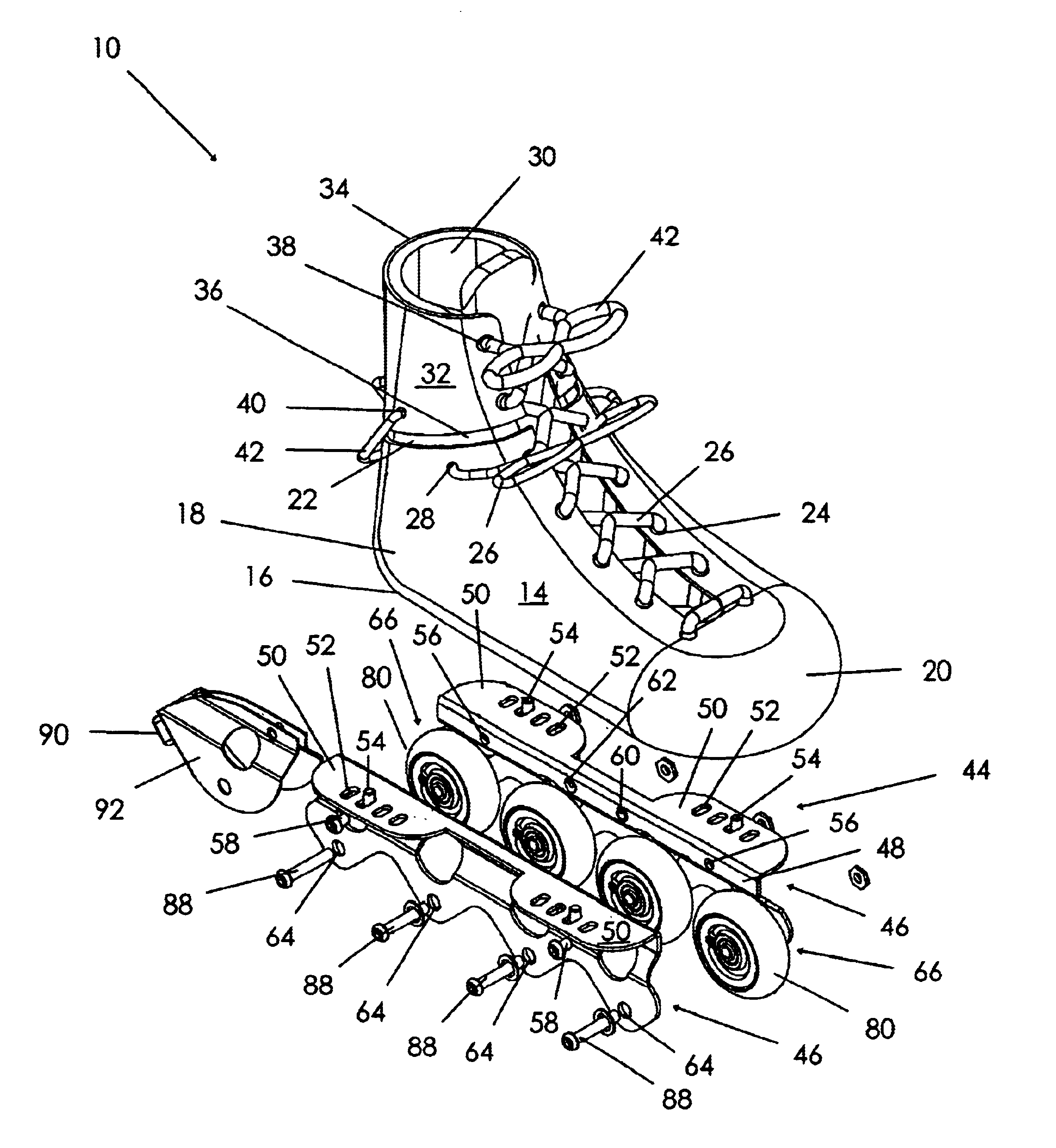 Modular roller skate apparatus