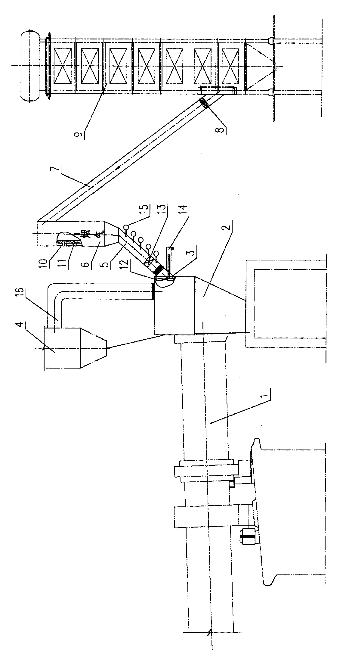 Air intake system for generating power by using cement kiln bypass flue gas waste heat