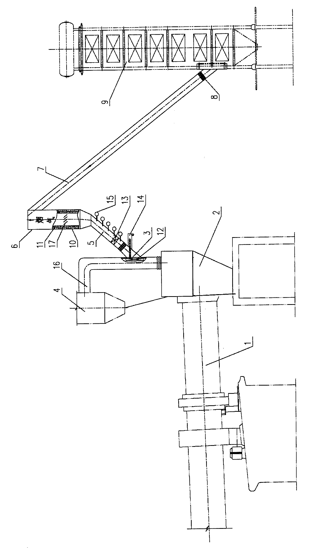 Air intake system for generating power by using cement kiln bypass flue gas waste heat