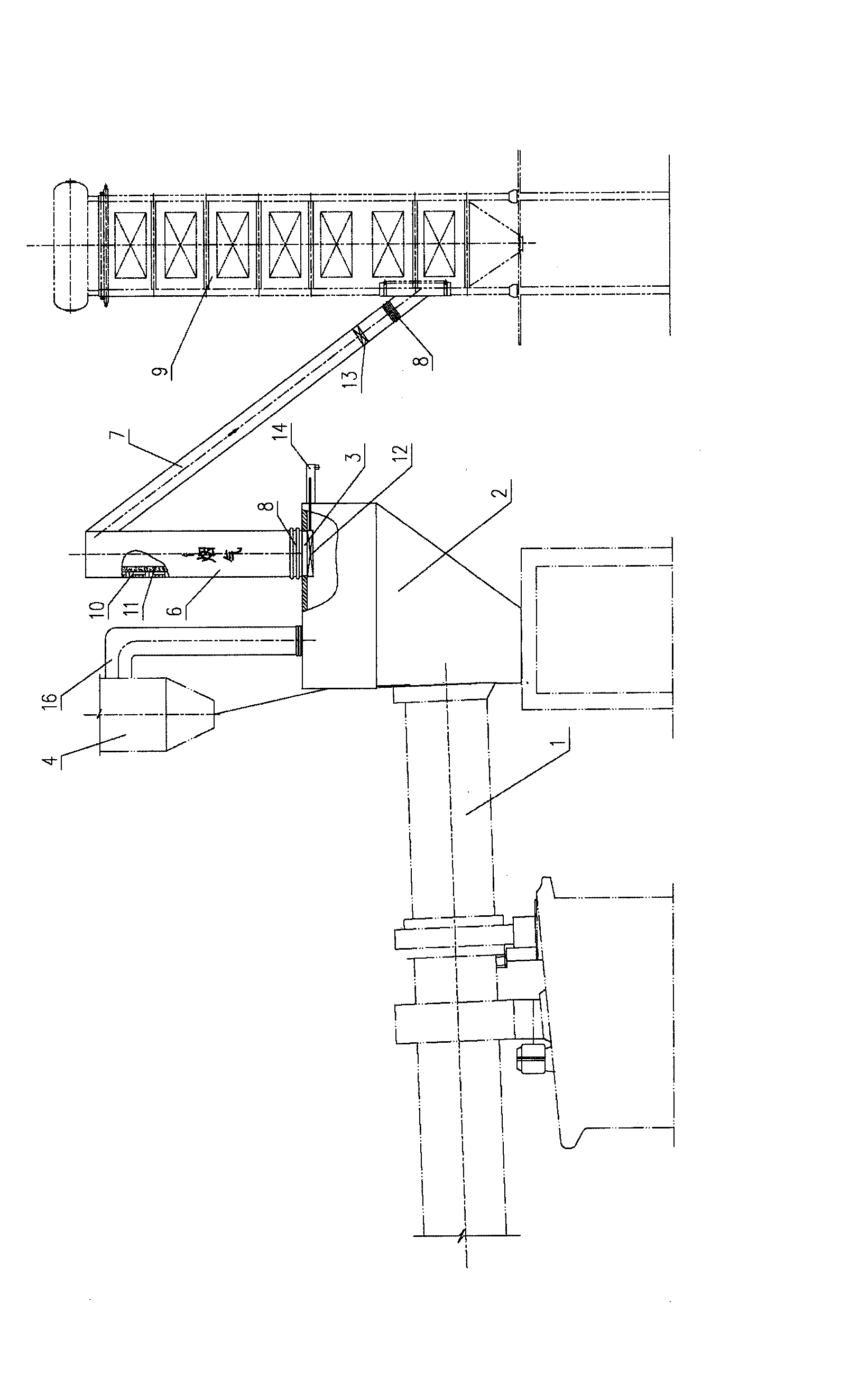 Air intake system for generating power by using cement kiln bypass flue gas waste heat