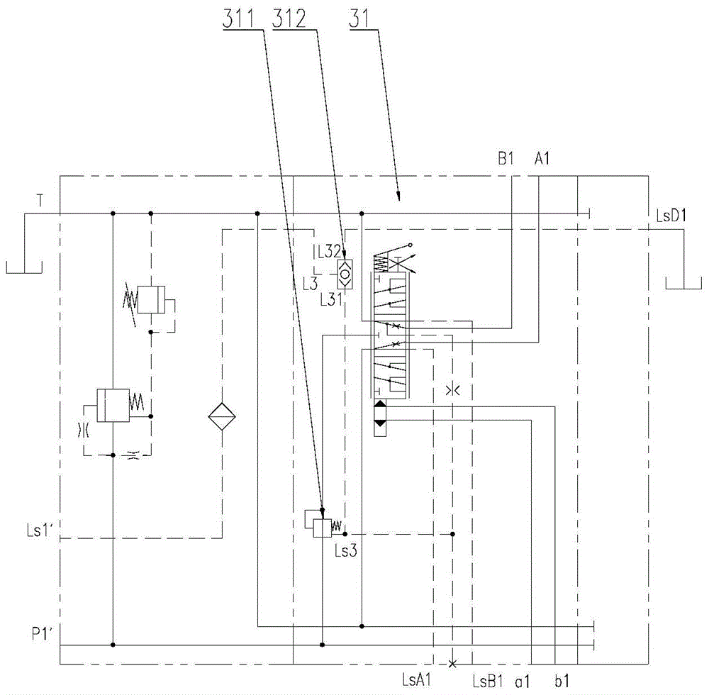 Adaptive hydraulic circuit and control method for rotary propulsion of hydraulic drilling rig