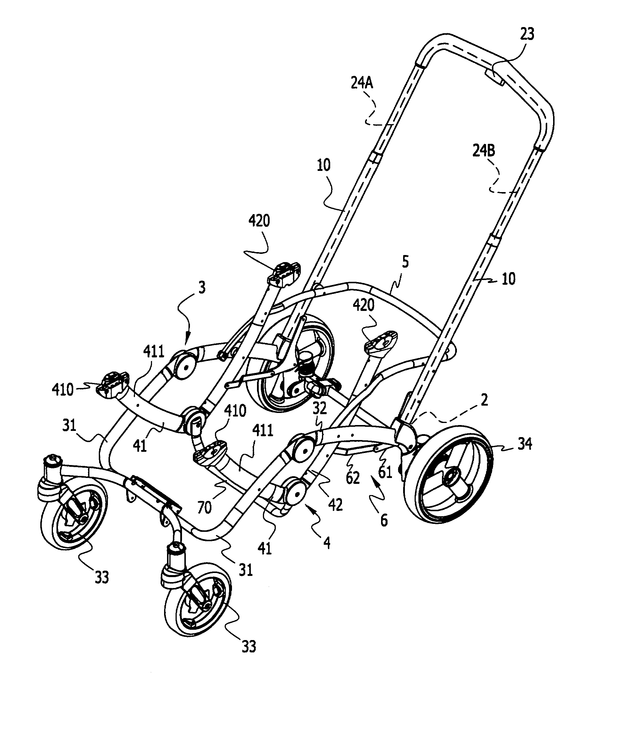 Baby stroller frame