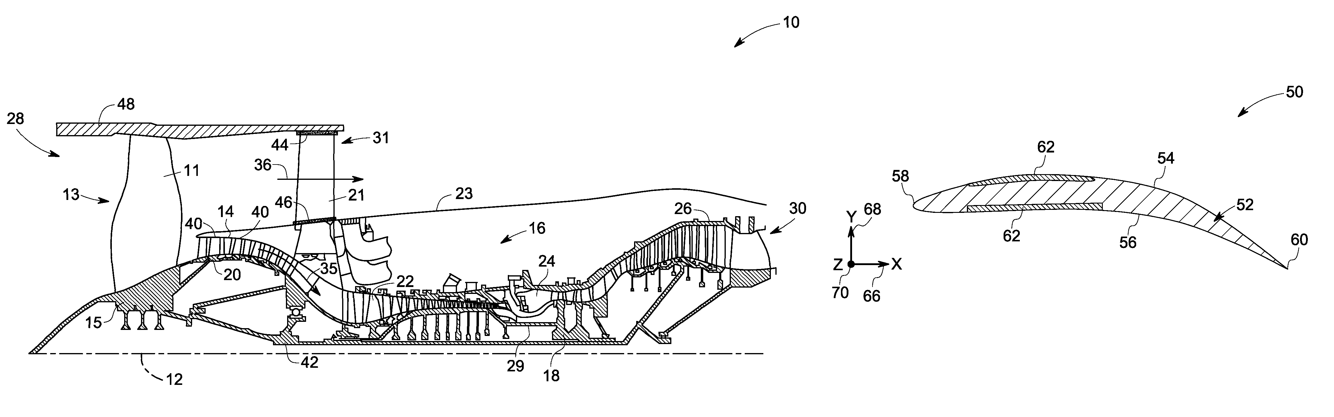 Combined acoustic absorber and heat exchanging outlet guide vanes