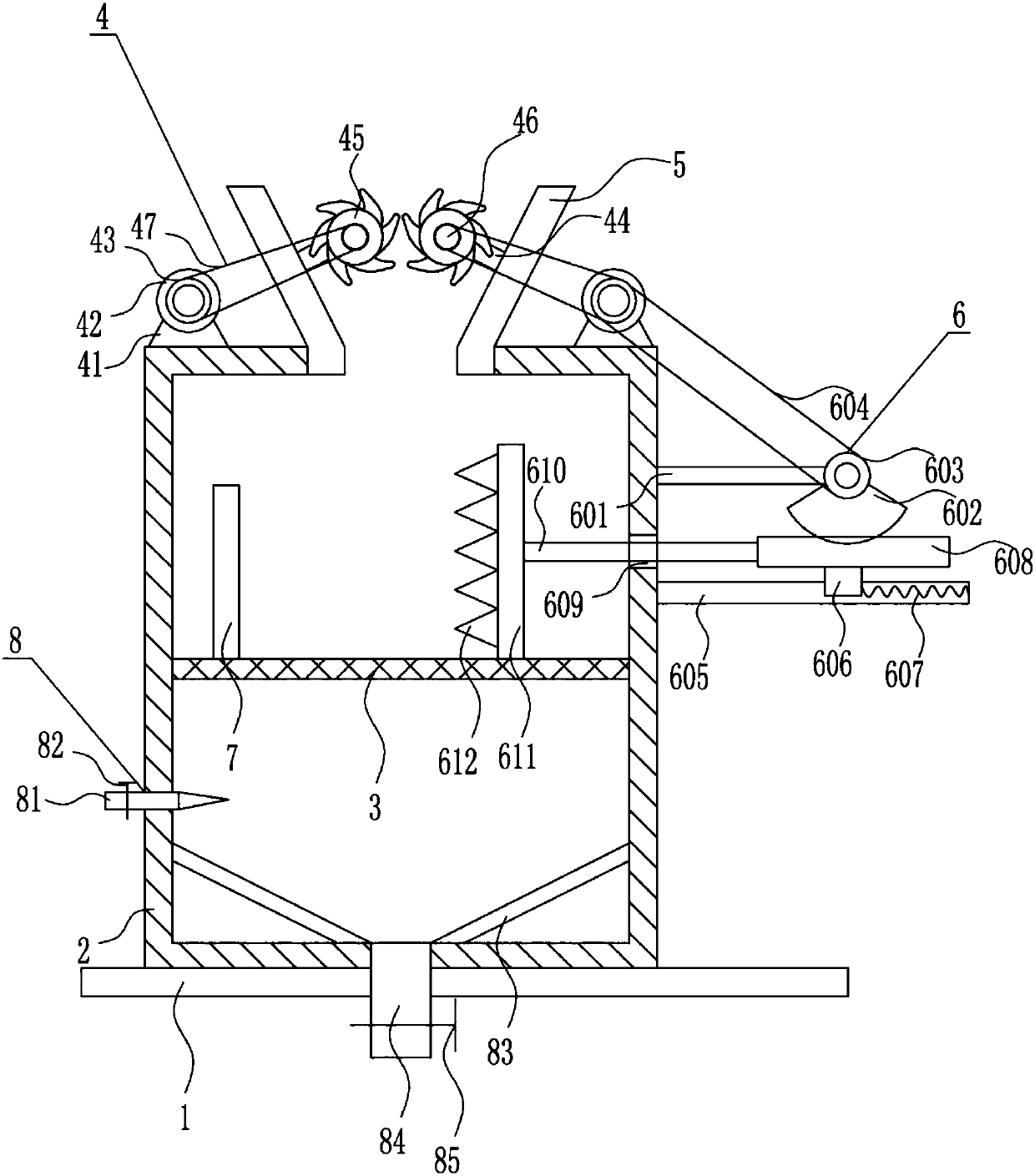 Blood glucose test strip crushing equipment for medical internal medicine department