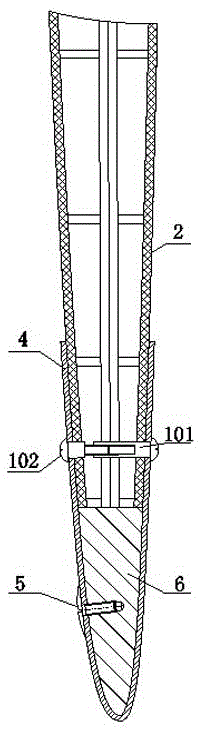 Wind driven generator blade lightning protection device with metal blade tip