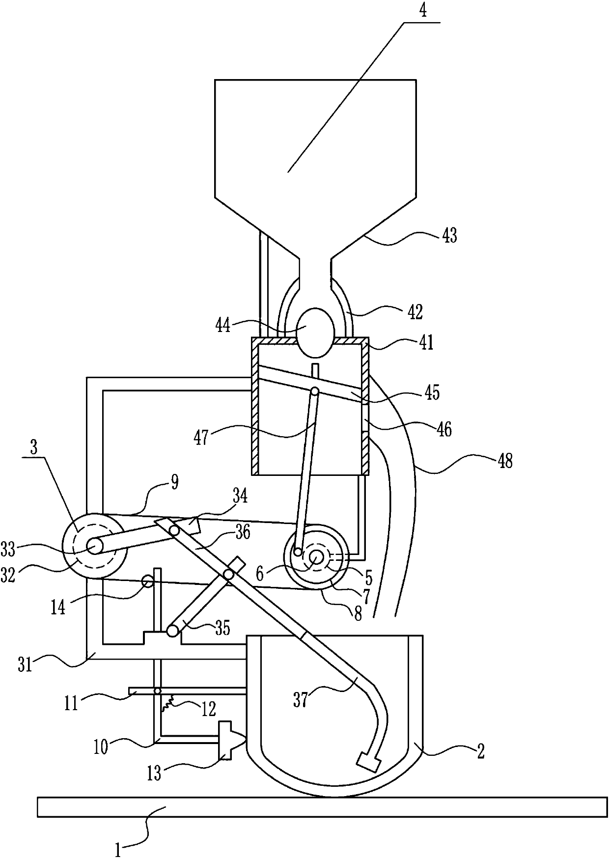 Automatic material feeding, stirring and pickling device for preservation of aquatic products