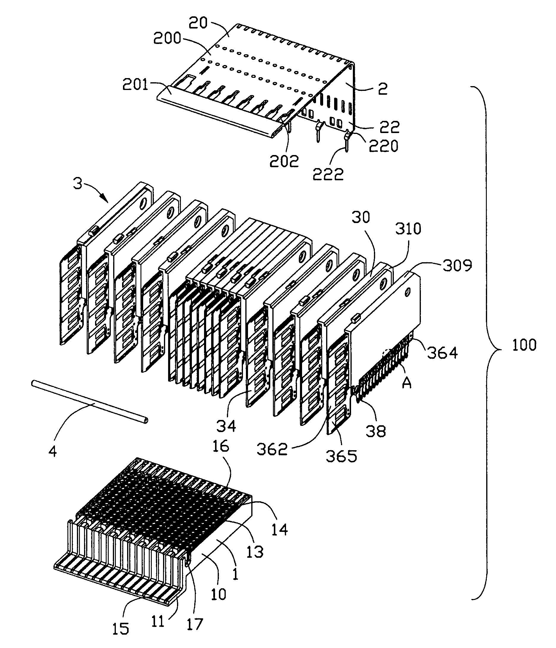 Electrical connector having circuit board modules positioned between metal stiffener and a housing