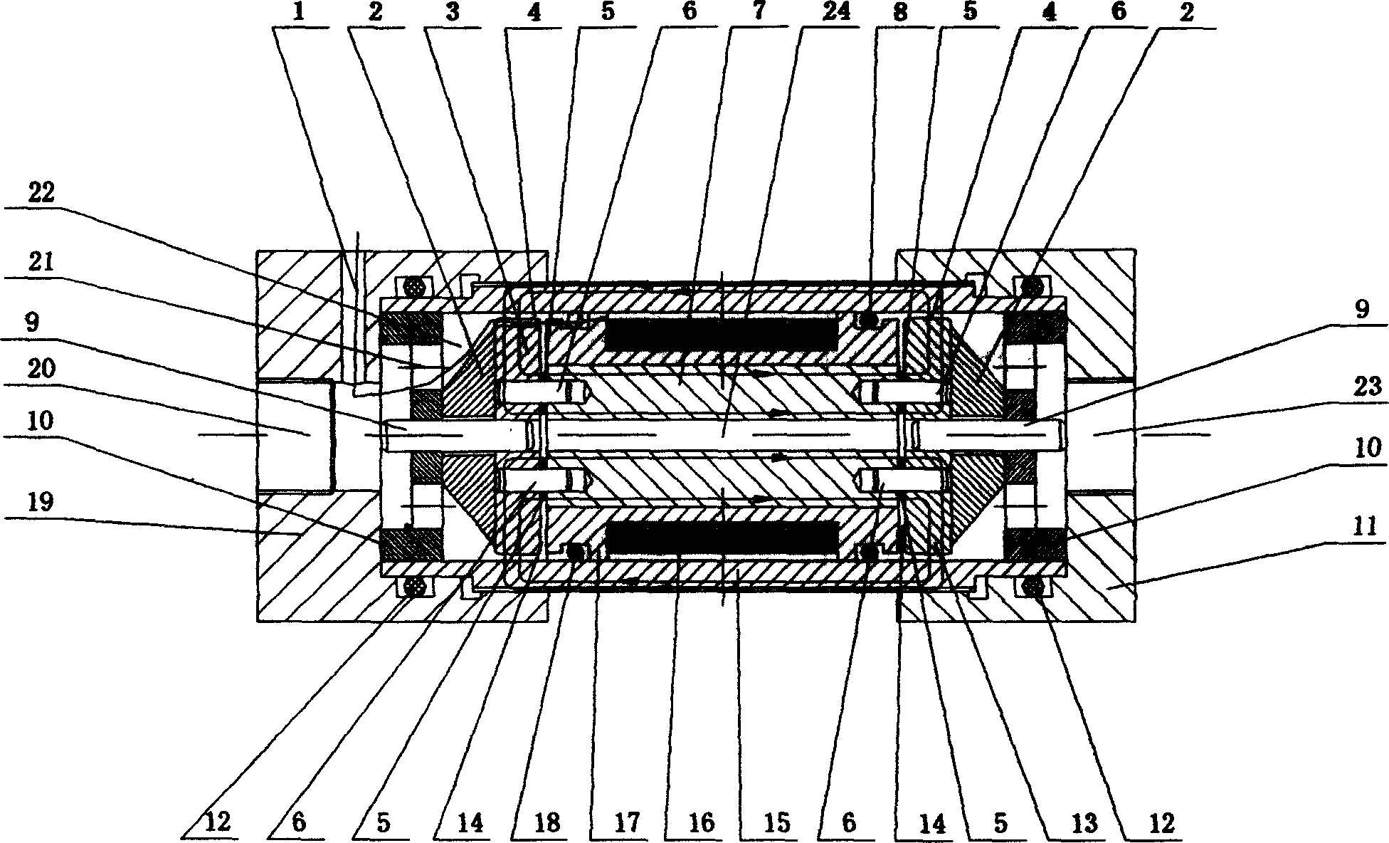 Magnetic flow liquid variable controllnig valve with two liquid flow resistance channels