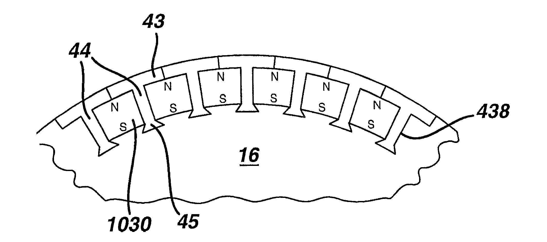 Hybrid synchronous machines comprising permanent magnets and excitation windings in cylindrical element slots